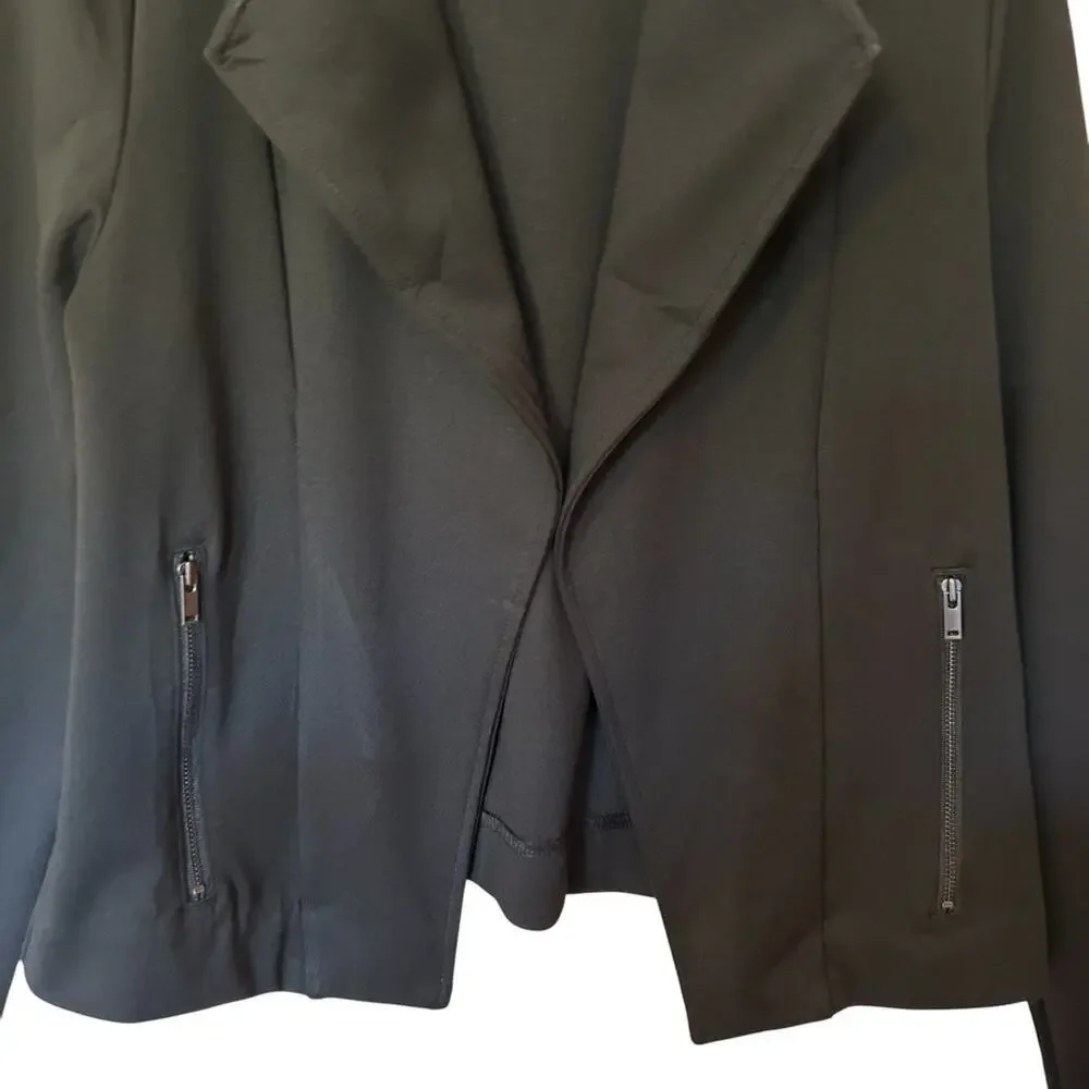 Banana Republic Women's Black Short Front Zipper Pockets Moto Jacket Size M